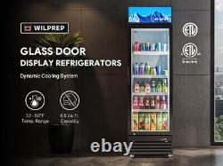 WILPREP Commercial Display Refrigerator, 8.5 cu ft Glass Door Merchandiser